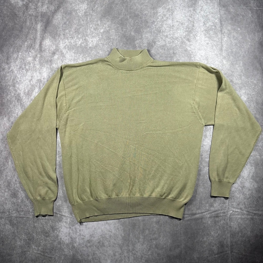Anthology Womens 100% Silk Ribbed Mock Neck Sweater Brown Tan Knit Large‎ Luxury